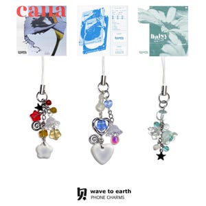 wave to earth phone charms | handmade clay charm | keychains | summer flows | calla | daisy | w2e | phone accessories | matching phone charm