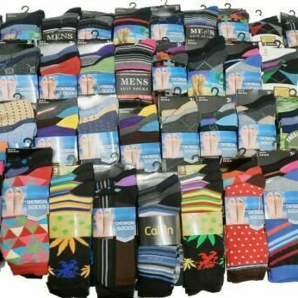 24 x Pairs of mens socks assorted multi pattern wholesale  JOB LOT SIZE 6-11