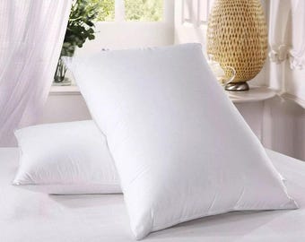 Pair of Duck Feather Filled Pillows With Microfiber Cover Soft Cozy Neck Supportive Bed Pillow