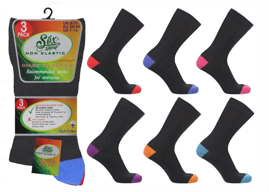 12 Pairs Mens Non Elastic 100% Pure Cotton Socks Comfort Soft Grip Diabetic 6 11 - Foto 11