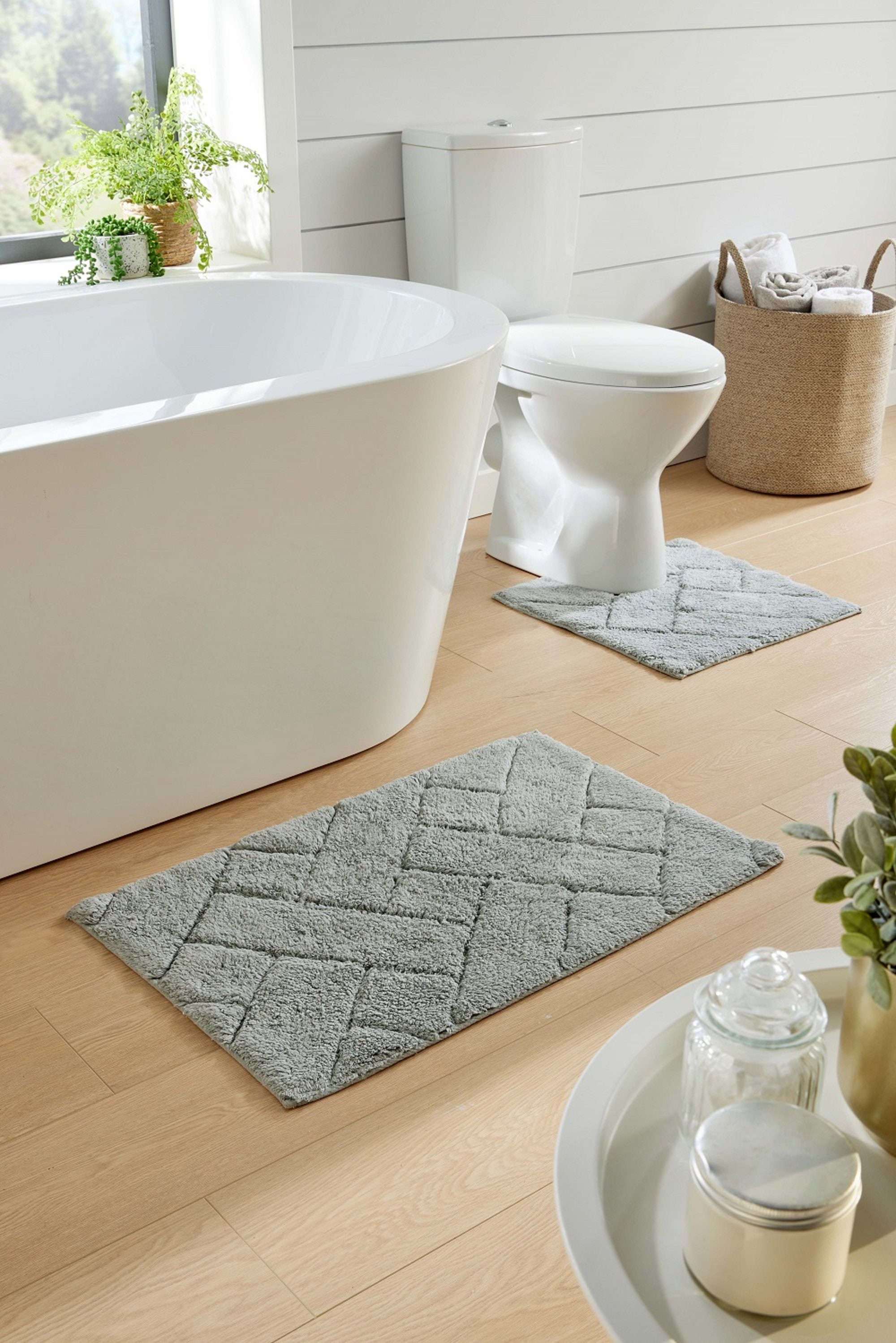 thumbnail image 2 of 2-Piece Pebble Bath Mat Set – Non-Slip Memory Foam – Extra Large Pedestal & Toilet Rugs – Brown 2 of 2