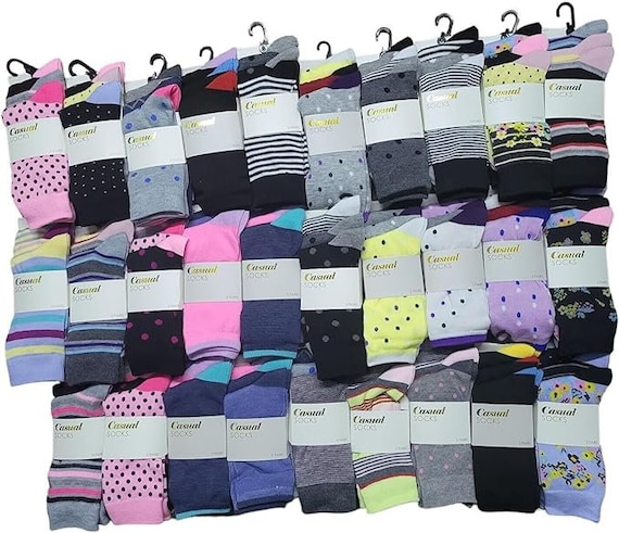 36 Pairs Women Assorted Multi Design Bulk Socks Bundle Footwear variety Multipack Wholesale Job Lot Ladies Sizes UK 4 8