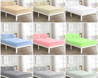 Soft Microfiber Extra Deep Fitted Sheet 40cm  - Wrinkle-Free Non-Iron & Breathable Plain Dyed Easy Care Bottom BedSheets