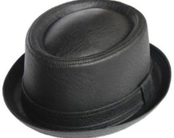 PU leather look Porkpie Handmade fashion Stylish hat