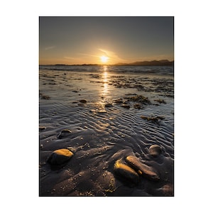Zachód słońca, plaża Rossbeigh, Kerry, Irlandia