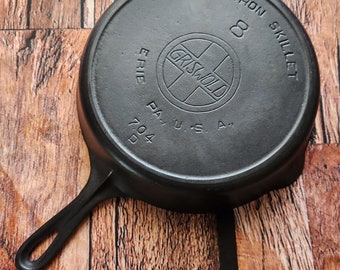 Griswold #8 Slant large logo heat ring cast iron skillet