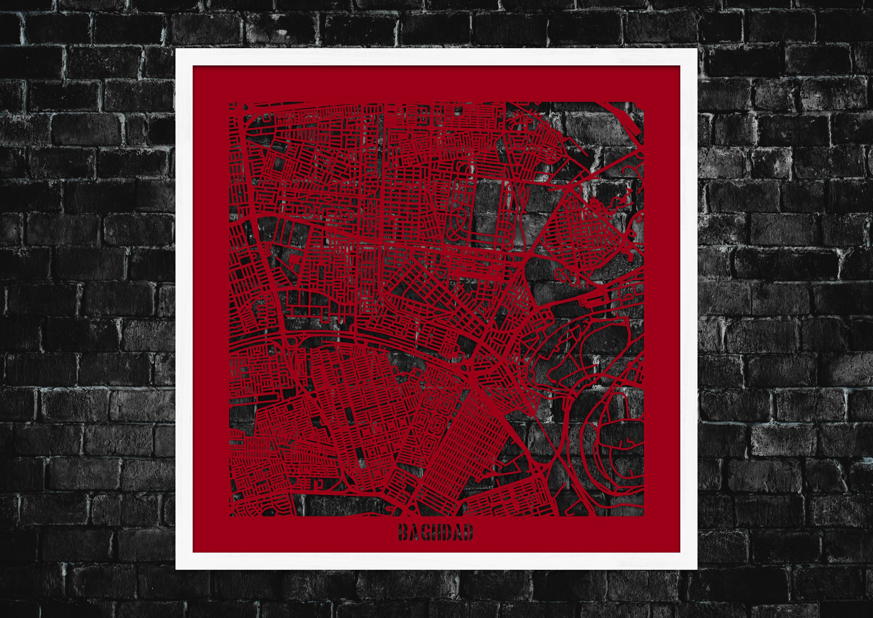 Custom Baghdad Iraq Paper Map Cutout Artwork Personalized Etsy UK