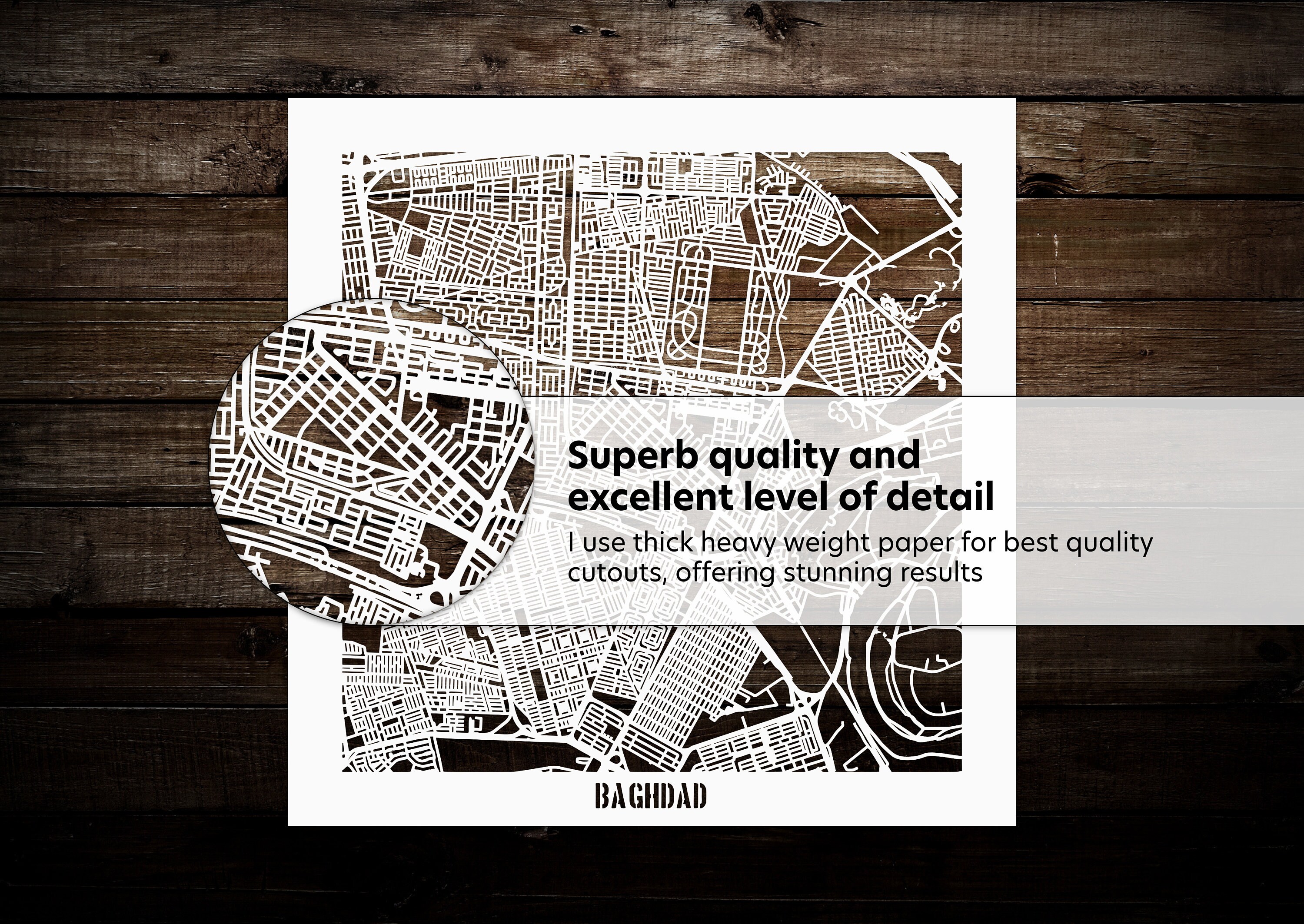 Custom Baghdad Iraq Paper Map Cutout Artwork Personalized Etsy UK