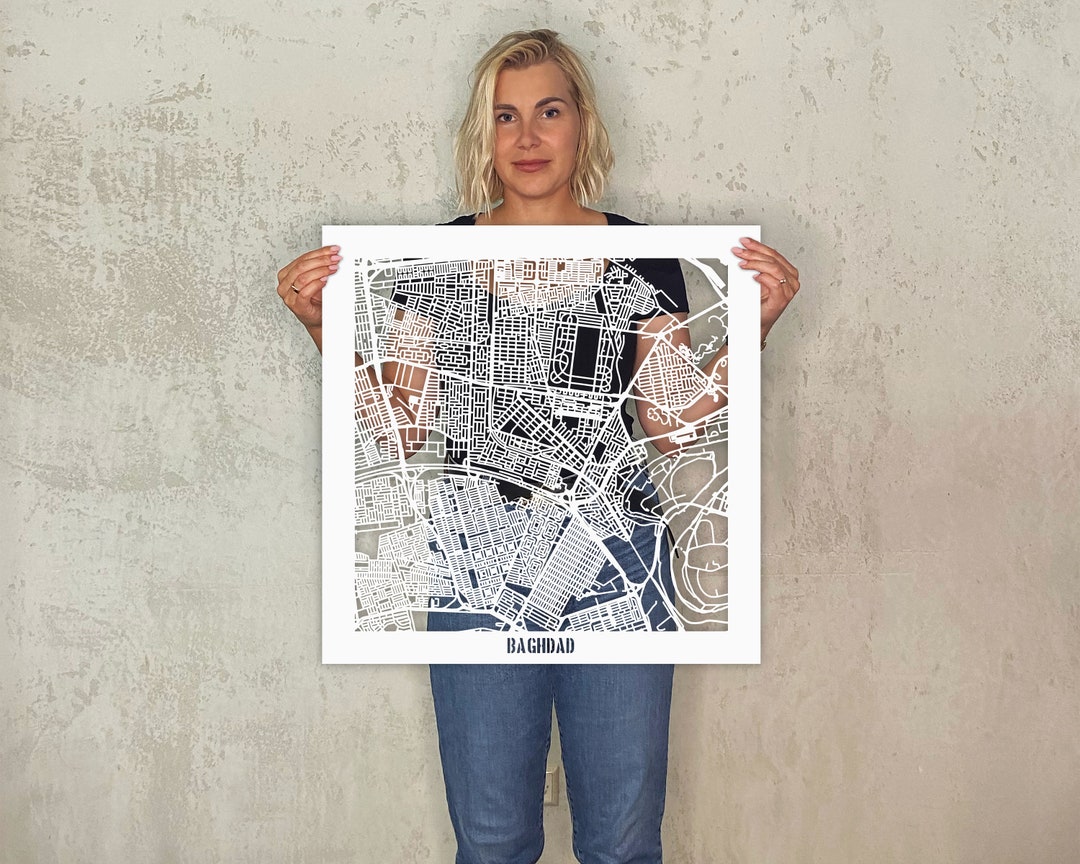 Custom Baghdad Iraq Paper Map Cutout Artwork Personalized Etsy UK