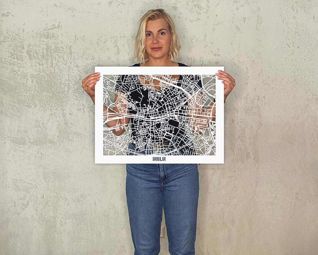 Custom Dublin Ireland Paper Map Cutout Artwork Personalized Etsy