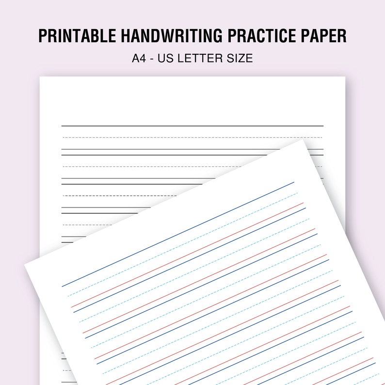 Black and Colorful Printable Handwriting Practice Paper Etsy