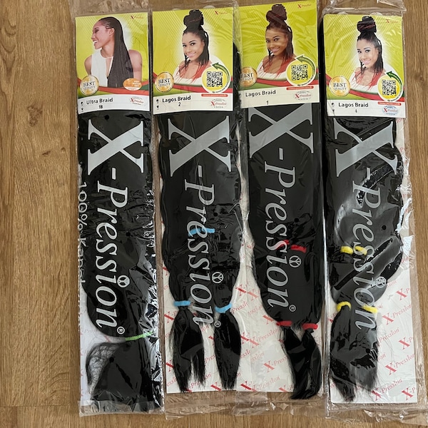 PACK OF 4 - Lagos Braid X-Pression 4piece offer (Nigerian Sourced) , Range of colours available