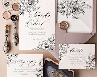 Modern wedding invitation template, Instant download Elegant Wedding Invites, Simple Wedding Invitation Printable Template Invitations, Peo1