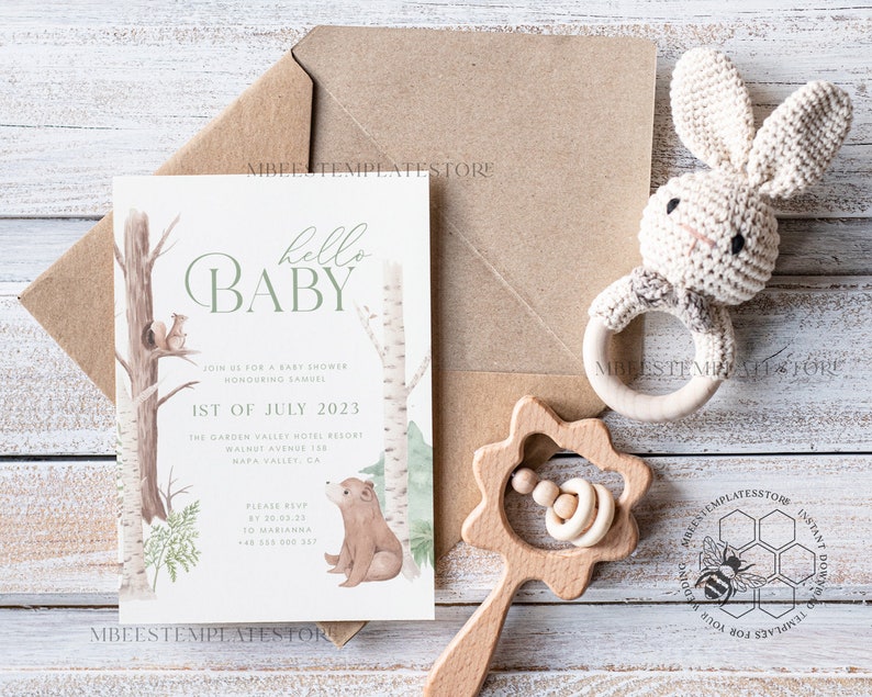 Modern Baby Shower Invitation Template Instant Download - Etsy
