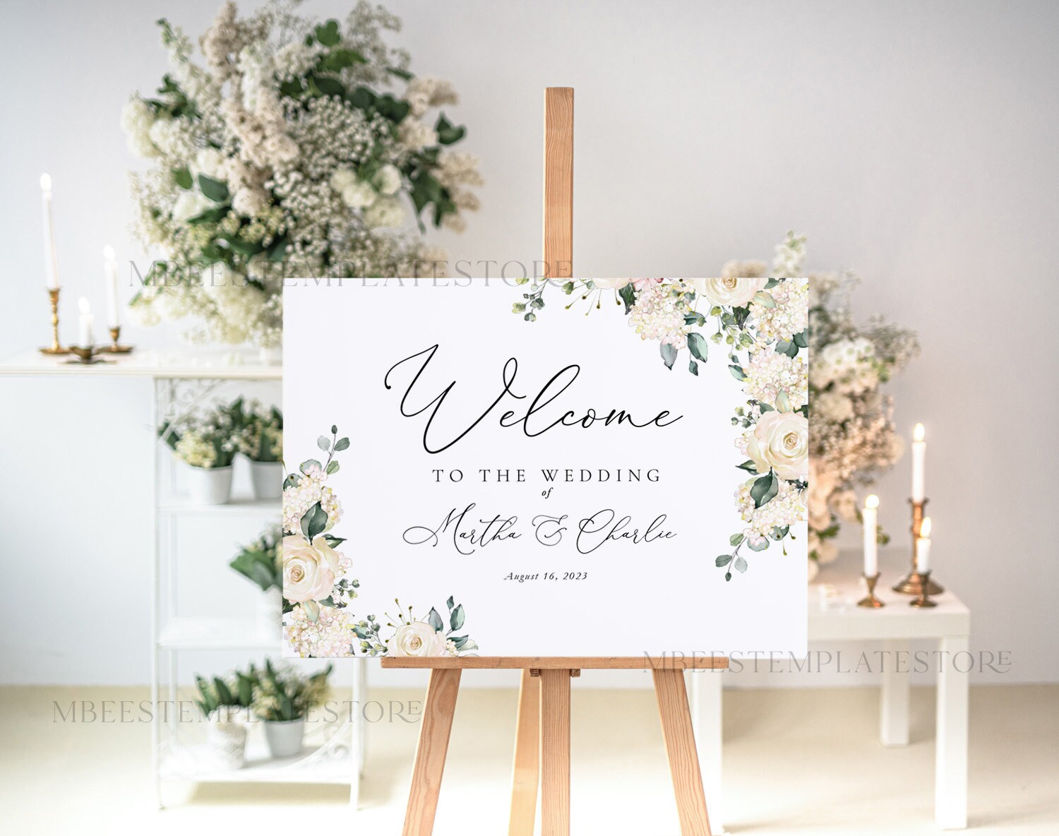 Green Wedding Welcome Sign Template Instant Download Greenery - Etsy