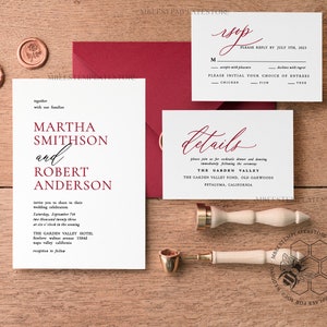 Minimalist Maroon wedding invitation template, Instant download Invite, Printable Invites For Home Printing, Burgundy wedding invitations