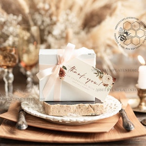 Boho Favor Tag Template, Rustic Favor Tag Template, Editable Thank You Tag, Printable Wedding Gift Tags, Party Tags, Wboho10