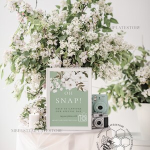 Greenery Oh Snap Wedding Hashtag Sign template, Instant download Green Wedding Instagram Sign, Hashtag Printable, Minimalist  Sign, WSpr3
