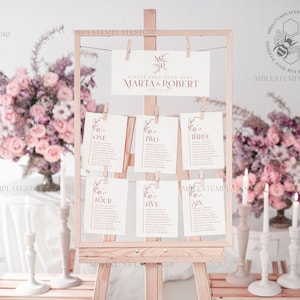 Boho Wedding Seating Chart Cards Template, Printable Seating Chart Cards, Printable Editable Table Plan Templett INSTANT Download WMin1