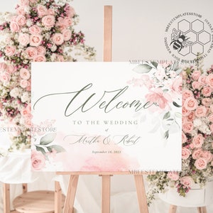 Boho wedding welcome sign template, Instant download Rustic Wedding Sign, Garden Sign Set Printable, Minimalist Large Sign, WRom1