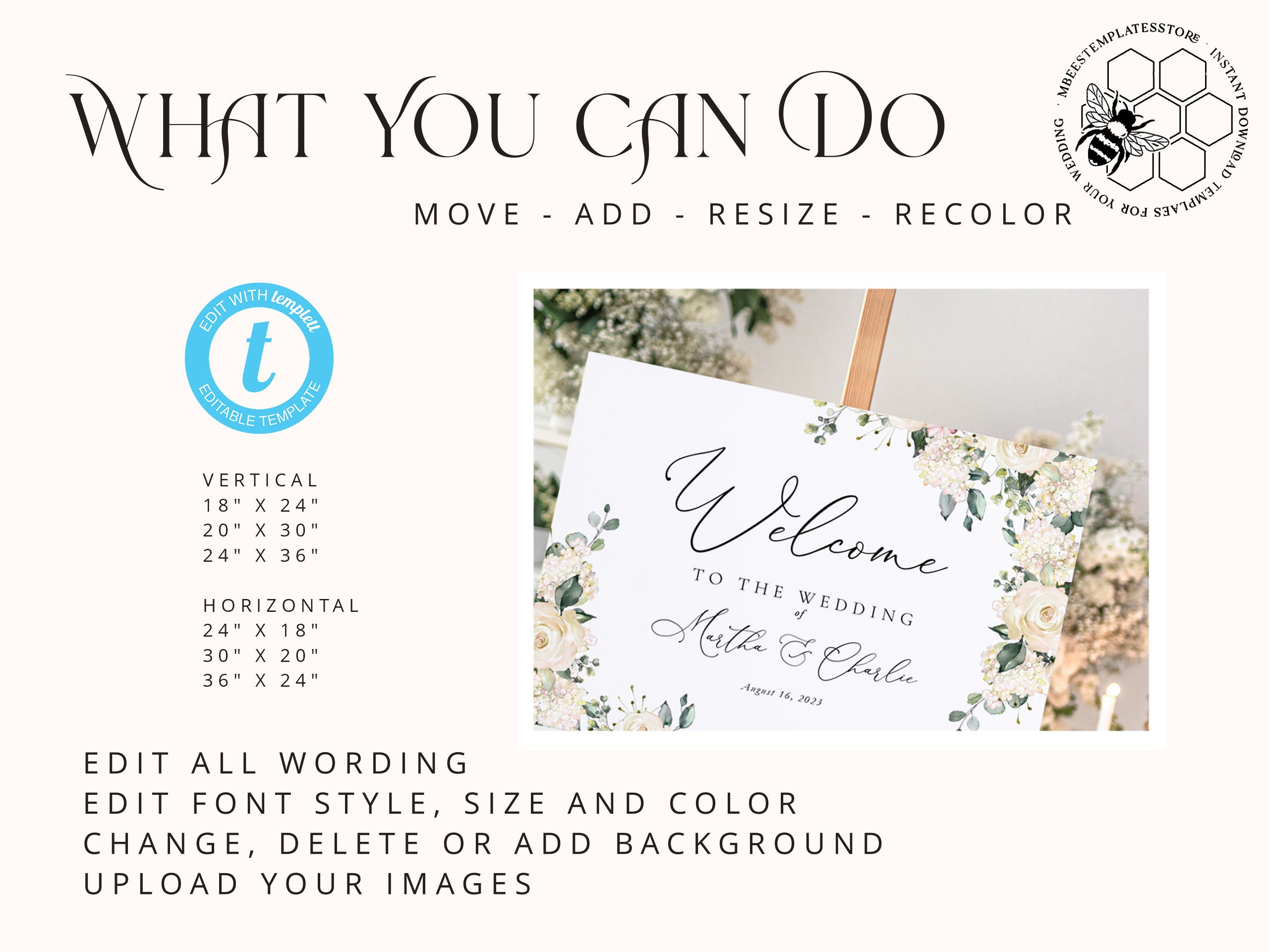 Green Wedding Welcome Sign Template Instant Download Greenery - Etsy