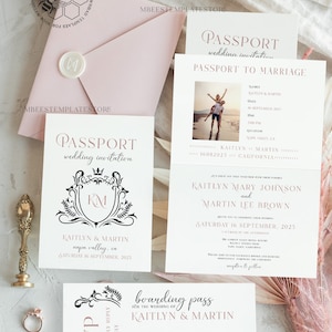 passport wedding invitation template, Instant download destination Wedding Invites, travel  Printable Template  Invitations, boarding pass