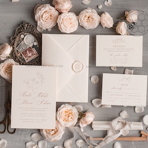 Elegant wedding Invitation Template, Simple Instant Download Printable Invites Home Printing, Boho Modern Wedding Invitation Card Set