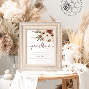 Boho Guestbook Wedding Sign template, Instant download Rustic Wedding Guest book Sign, Guestbook  Printable, Minimalist  Sign, WBoho10
