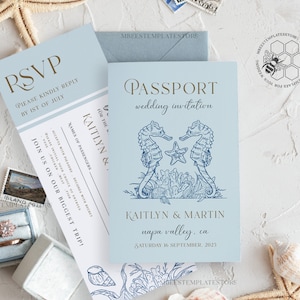 passport wedding invitation template, Instant download destination Wedding Invites, travel  Printable Template  Invitations, boarding pass
