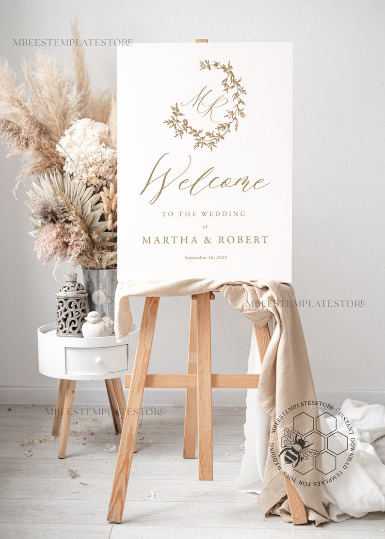 Boho Wedding Welcome Sign Template Instant Download Rustic - Etsy