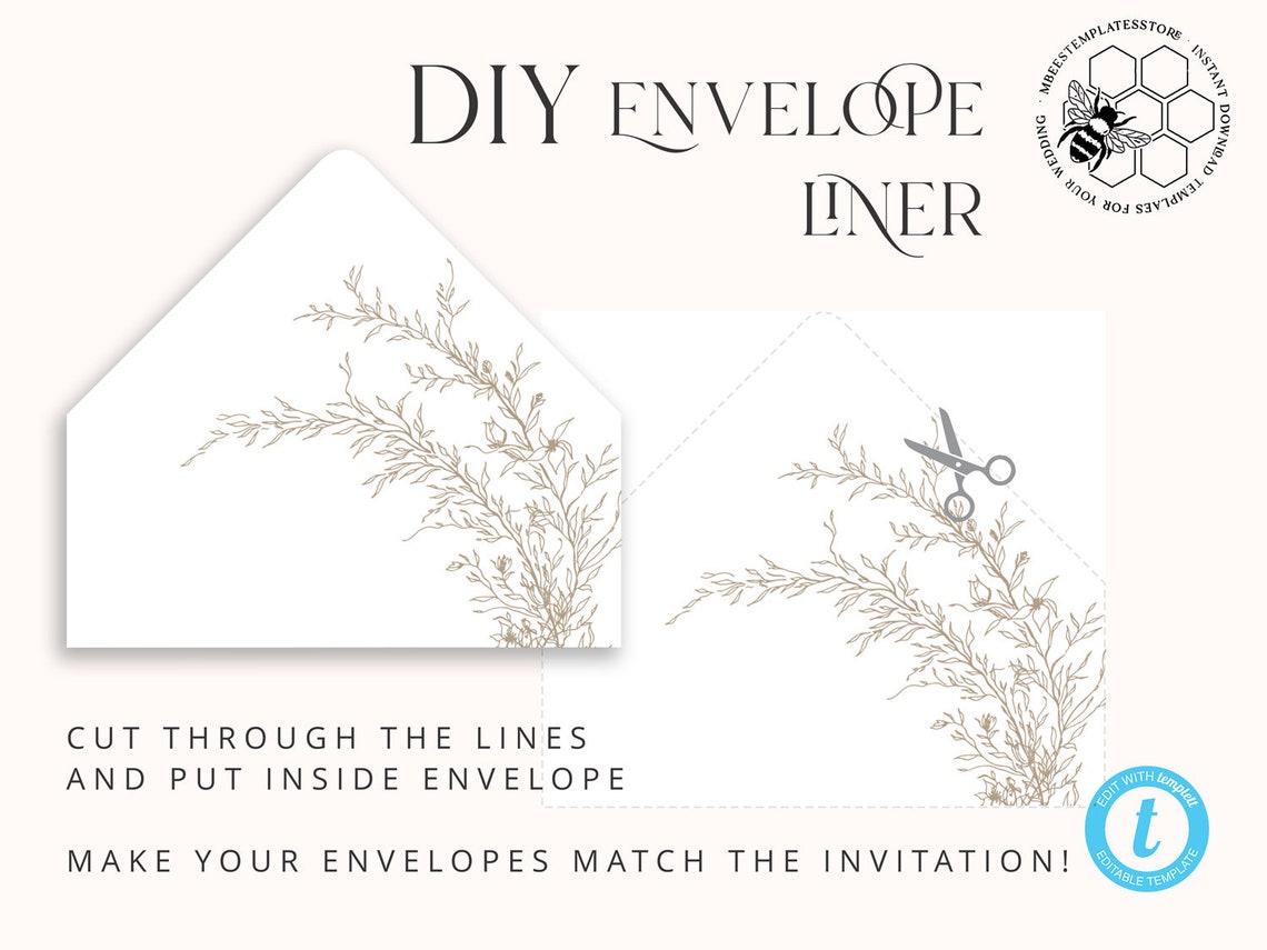 Fine Art Beige Wedding Invitations Evite Set Template Instant Etsy