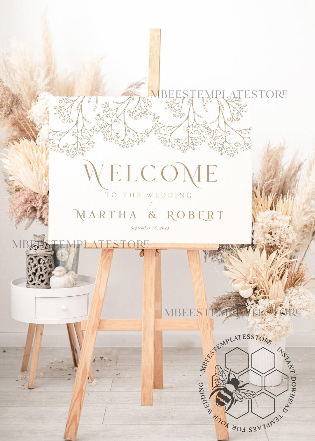 Boho Wedding Welcome Sign Template Instant Download Greenery - Etsy