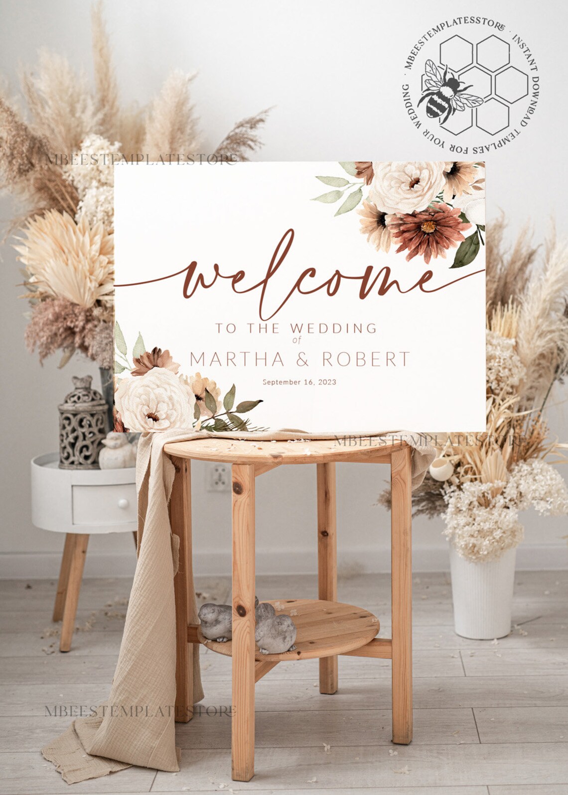 Boho Wedding Welcome Sign Template Instant Download Rustic - Etsy
