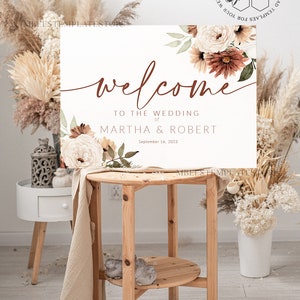 Boho wedding welcome sign template, Instant download Rustic Wedding Sign, Garden Sign Set Printable, Minimalist Large Sign, WBoho10
