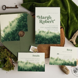 Forest Mountain wedding invitation template, Instant download Simple Wedding Invites, Greenery Wedding Invitation Printable Template