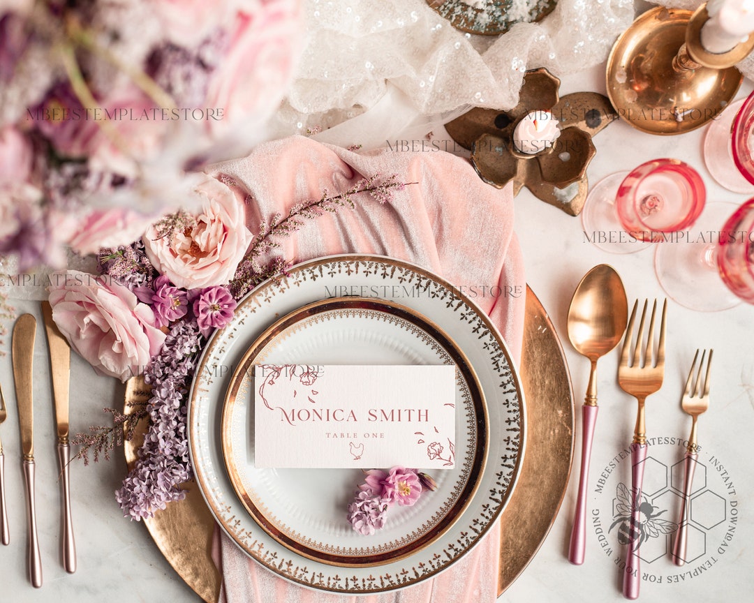 Modern Escort Card Template, TENTED Place Cards Editable, Instant