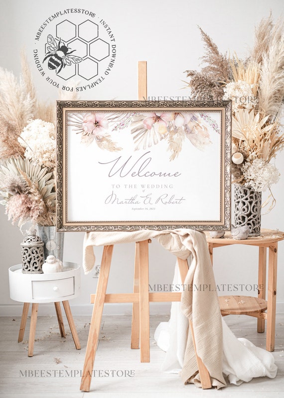 Rustic Wedding Welcome Sign Template Instant Download Boho | Etsy