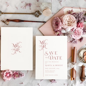 Romantic save the date card template, Instant download save the date card, minimalistic save the date cards Set Printable WMin1