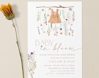 Boho Wildflower Baby Shower Invite Bundle | Wildflower Baby Shower Invitation | Baby in Bloom Baby Shower | Editable Template 22
