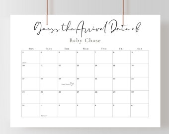Adivina la fecha de nacimiento: Baby Shower minimalista, calendario de fechas de parto, juego de predicción de la fecha de parto del bebé