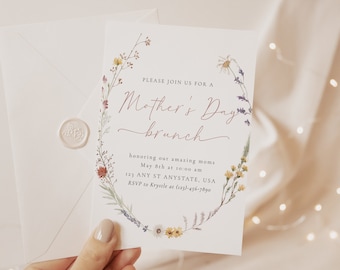 Mother's Day Brunch Invitation | Mom and Mimosas Invitation | Editable Brunch Invite| Boho Printable Instant Download Invite