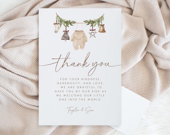 Thank You Notes Winter Baby Shower | Merry Little Baby Shower Printable Thank You Note Card | Baby Stationery | Instant Download 25