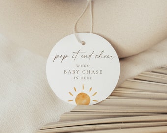 Pop It and Cheer Baby Shower Tags | A Little Ray of Sunshine  Baby Shower Champagne Tags | Pop & Cheer Tags | Instant Download