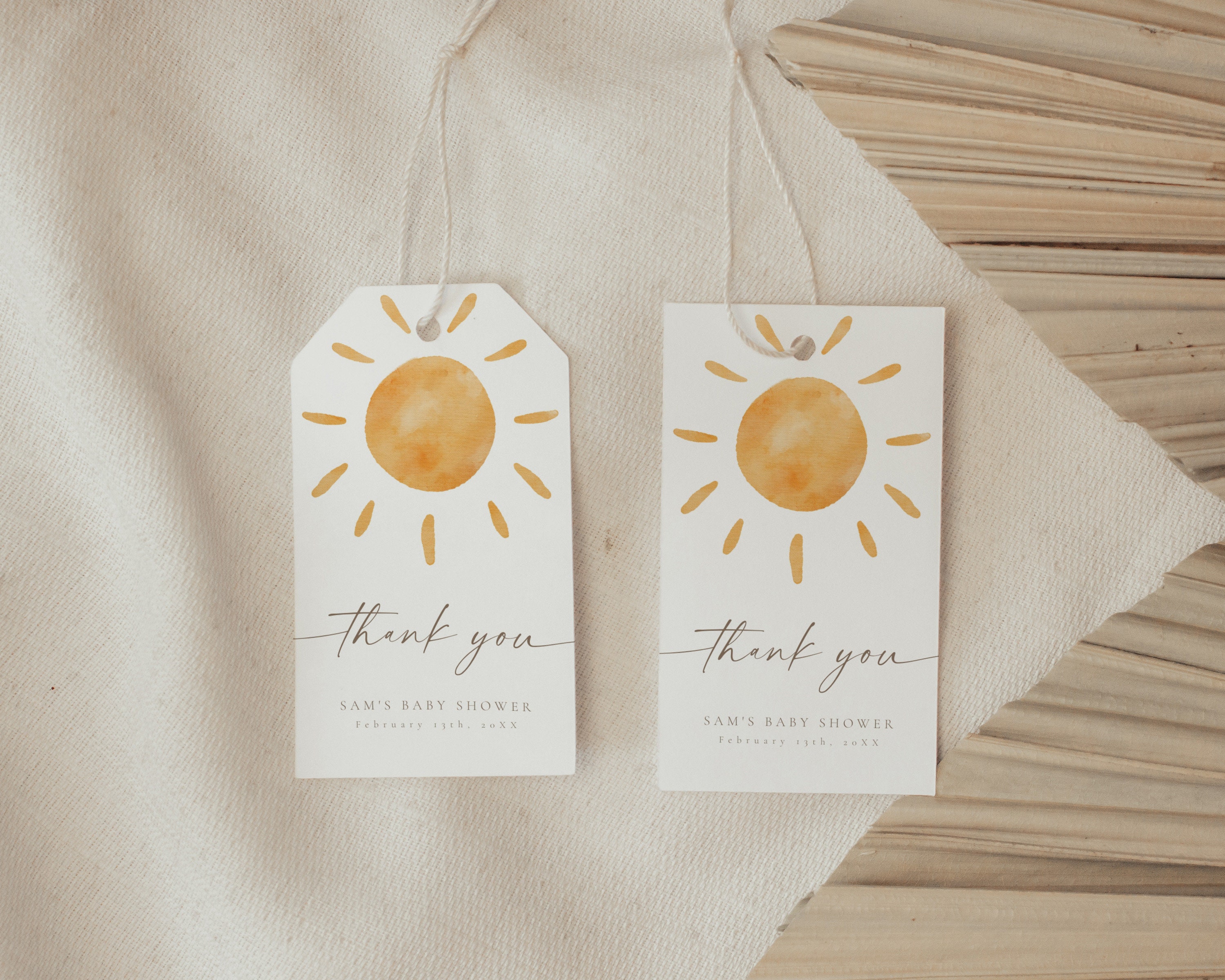 Little Ray of Sunshine Thank You Tags | Boho Sunshine Baby Shower Favor ...