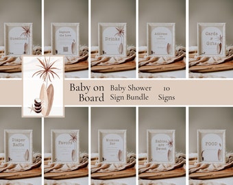 Baby On Board Sign Bundle | Summer Baby Shower Signs | Neutral Baby Shower Decorations | Instant Download