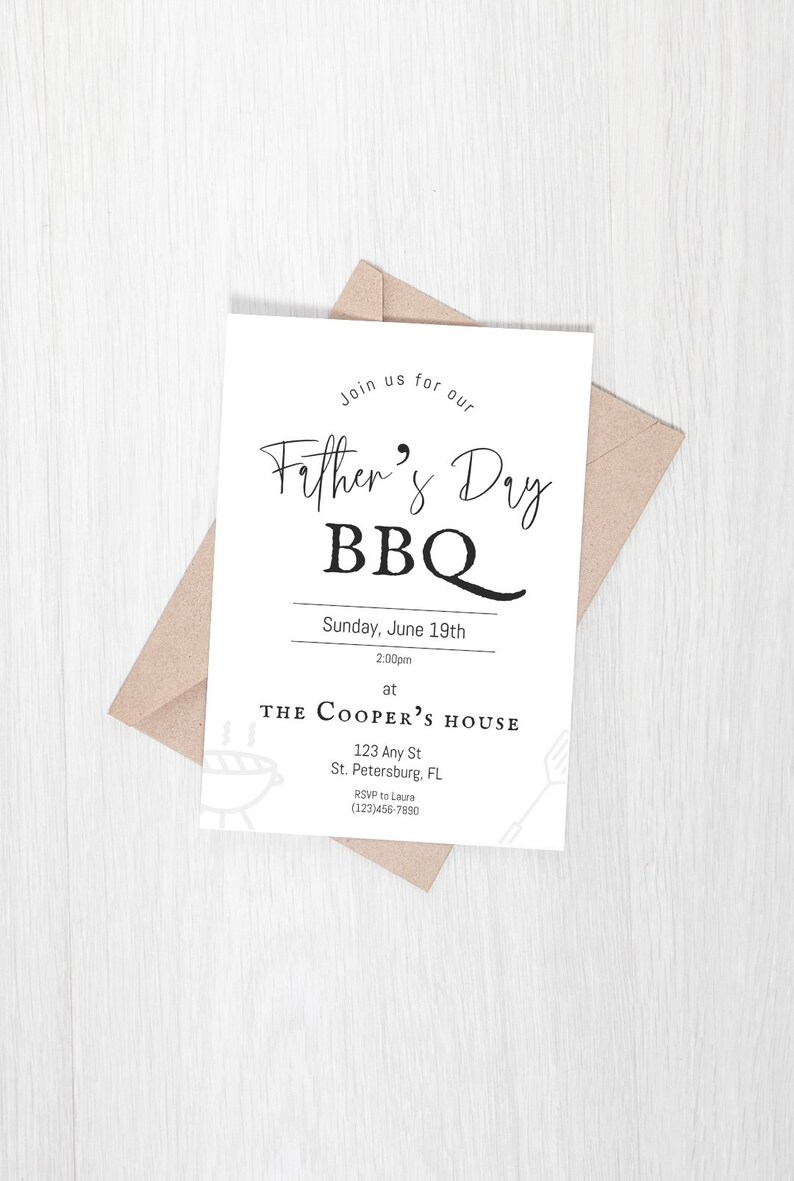 Instant Minimalist Download Father’s Day Invitation, Father’s Day Dinner, Father’s Day BBQ Invitation, Father’s Day Celebration Downloadable image 3