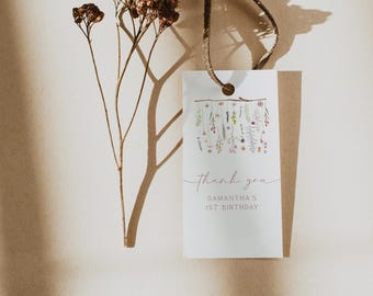Wildflower Birthday Thank You Tags | Floral Gift Tags | Boho Editable Printable Favors | Wild and Onderful First Birthday Thank You Tags  22