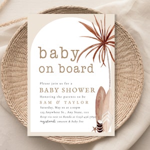 Summer Baby Shower Invite | Baby on Board Beach Baby Shower Editable Invitation Template | Instant Download | Beach Invitation Shower Evite