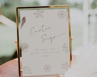 Sea You Soon Baby Shower Custom Sign | Beach Boho Table Sign | Baby on Board Template | Coastal Baby Shower Decor | Gender Neutral Sign f54