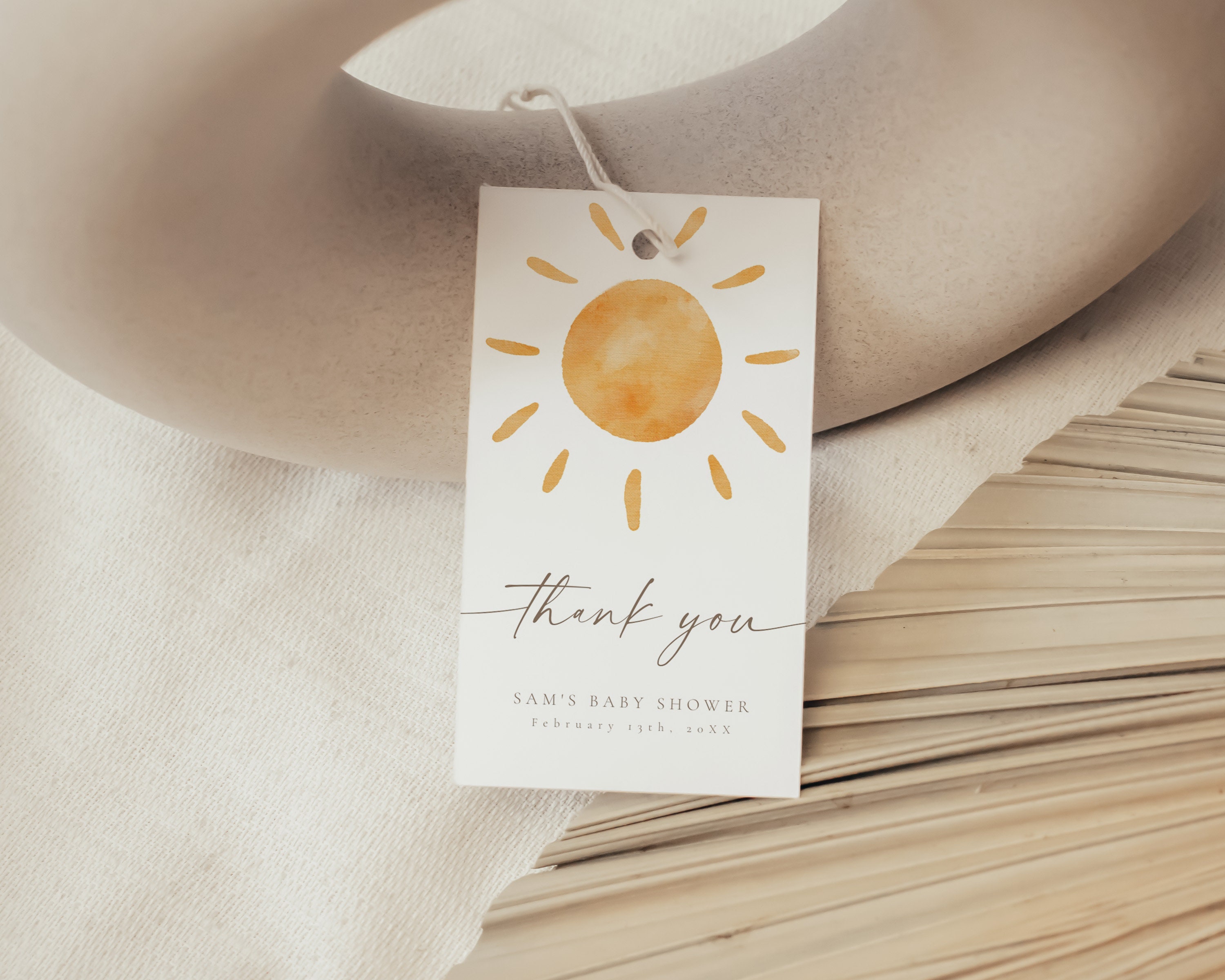 Little Ray of Sunshine Thank You Tags | Boho Sunshine Baby Shower Favor ...